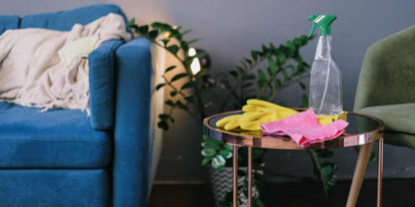 cleaning supplies on a table